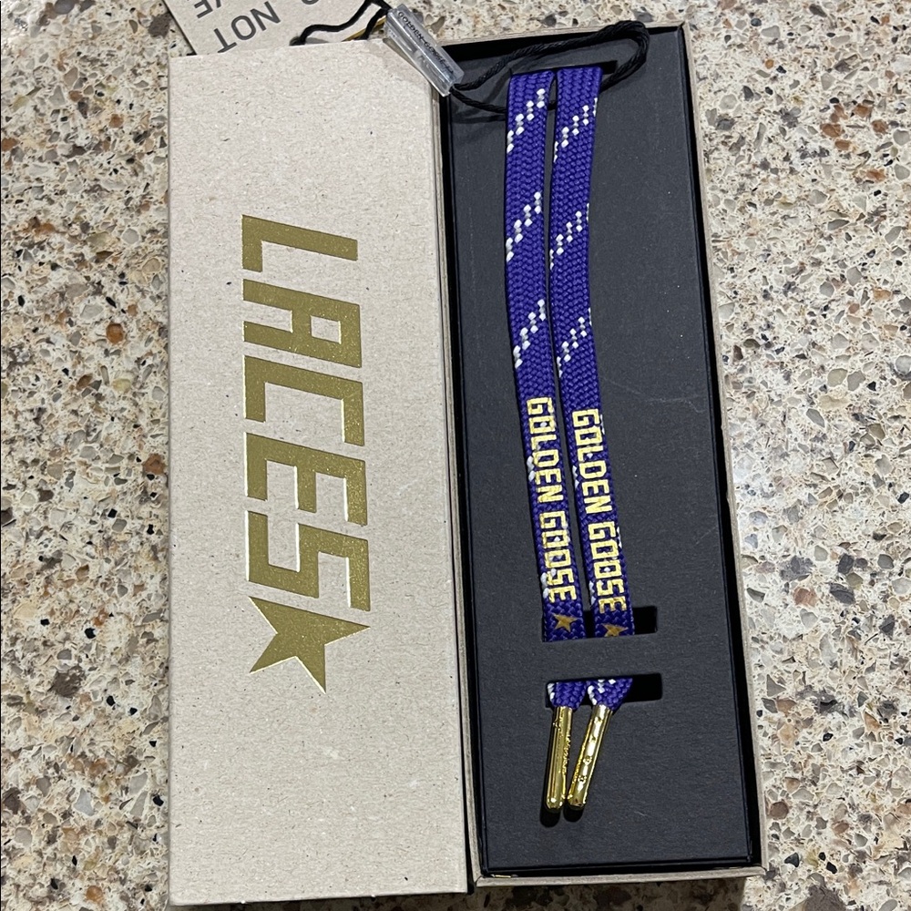 Golden Goose Blue/Purple Laces with Gold Accents